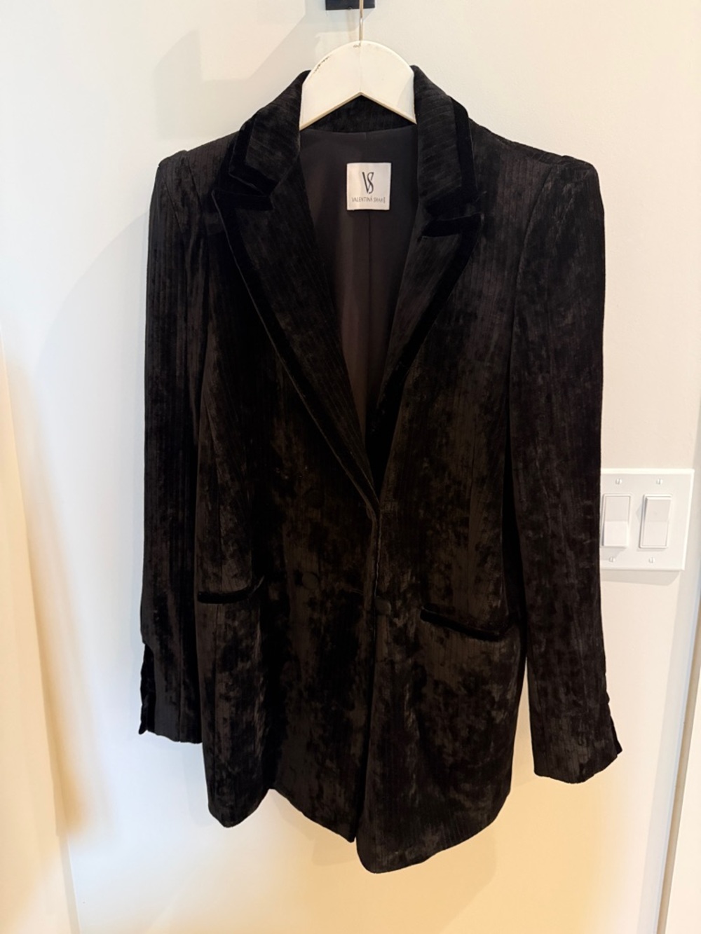 Valentina Shah Limited Edition Black Velvet Longline Blazer
